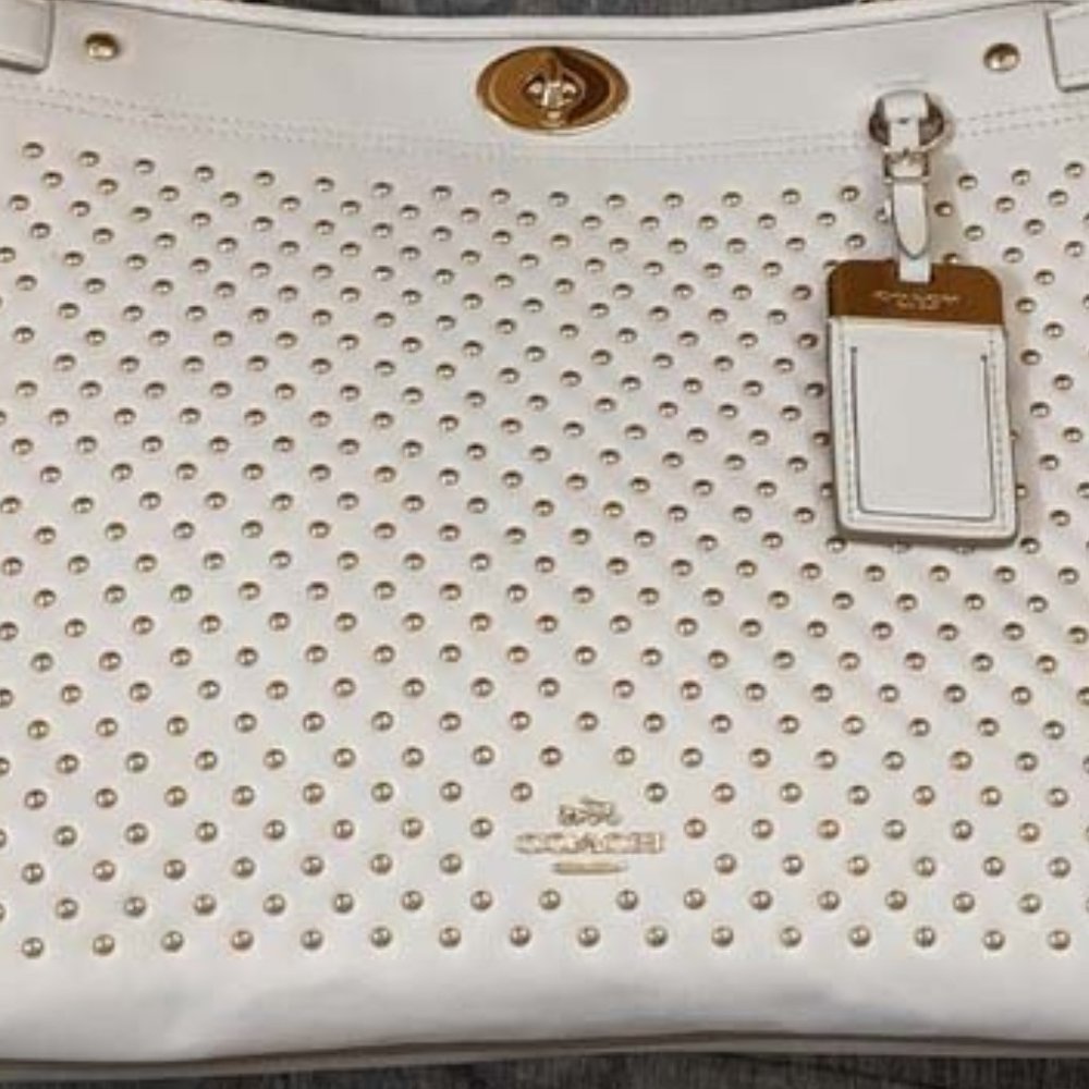 Coach Gramercy Studded Satchel NWT, Color Chalk